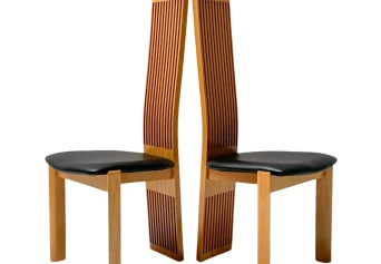 Post-Modern Slatted High Back Dining Room Chairs by Pietro Costantini, 1980s